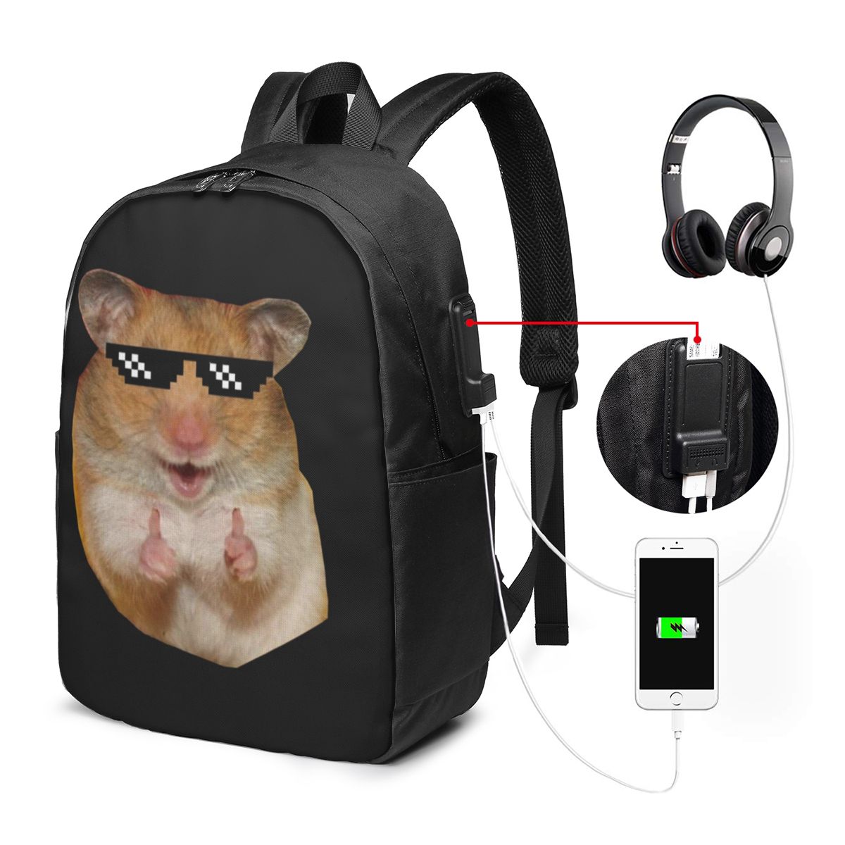 Women Bags For Travel - Mochila divertida con diseño de hámster,