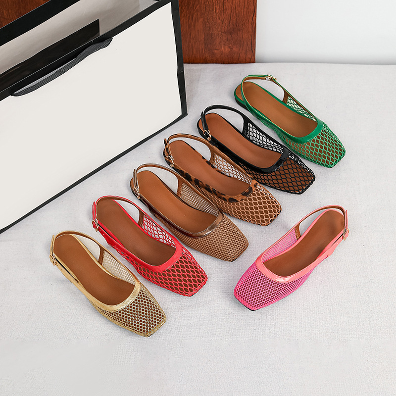 Women Bags And Shoes - Sandalias de malla con punta cuadrada