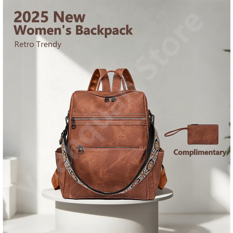 Women Bags With Laptop Compartment - Mochila antirrobo impermeable de cuero PU